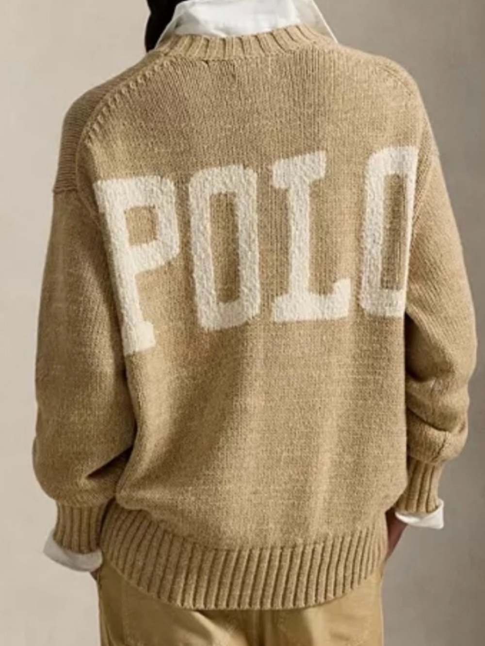 NWT Polo Ralph Lauren Logo Cotton Crewneck Sweater Tan Heather - Small